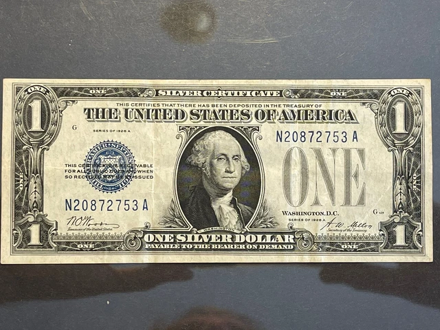 1928A $1 One Dollar SILVER CERTIFICATE Blue Seal FUNNY BACK Banknote Circulated