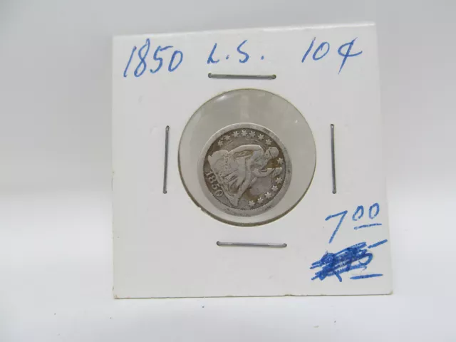 1850 Assis Liberty Argent Pièce Dime