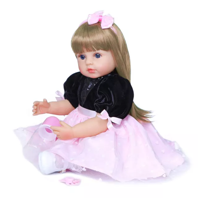 Cute 22 in Full Body Silicone Vinyl Reborn Doll Girl Toddler Accompany Kids Toy