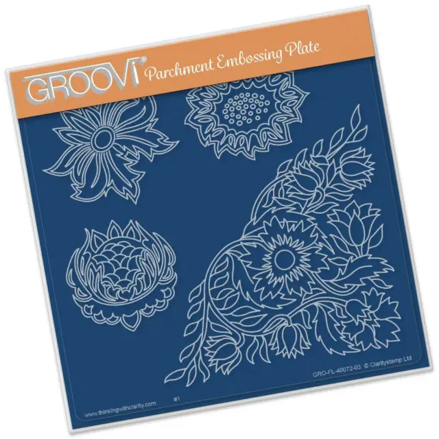 CLARITY STAMP GROOVI Parchment 148mm Embossing Plate WALL FLOWER GRO-FL-40072-03