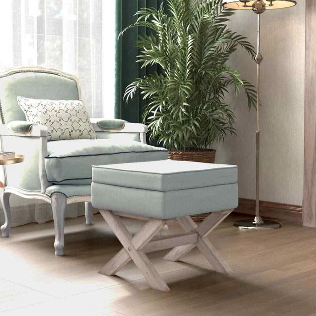 Vidaxl Sgabello Portaoggetti Grigio chiaro 45x45x49 cm in Velluto