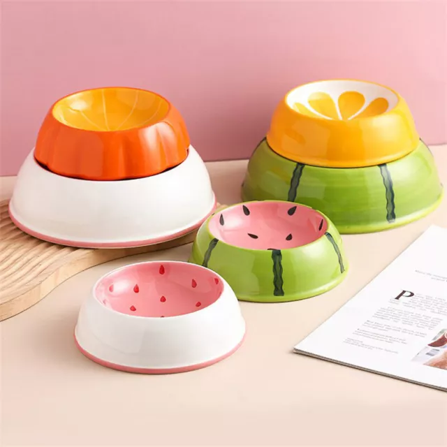 4 Cute Designs Pet Ceramics Bowl Watermelon Strawberry Shape Cat Food Bowl