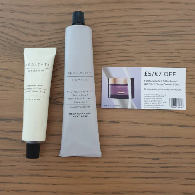 Marks and Spencer Apothecary Meditate Hand Cream + Revive Deep Cleansing Mask