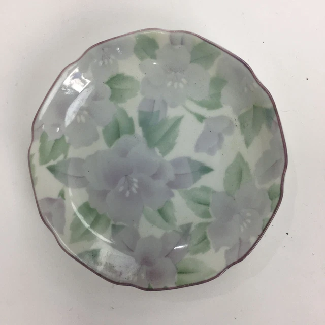 Japanese Porcelain Small Plate Vtg Camellia Flower Pattern White Kozara  PP514