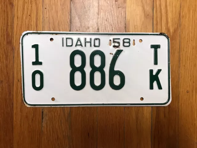 Vintage 1958 Idaho Truck license plate Low # 866