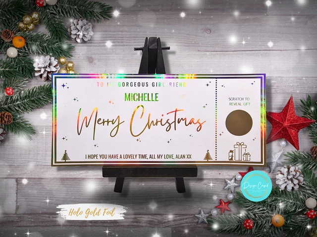 Christmas Scratch Card, Christmas Gift Voucher, Gold Foil Scratch Card, Custom