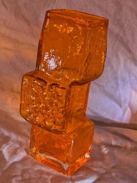 Mid Century Whitefriars Glass Drunken Bricklayer Vase By Geoffrey Baxter 8.5"