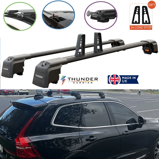 thumbnail image 2 of Black Roof Rack Cross Bars For Volvo XC70 2003-2007 – Lockable, Aerodynamic, 165lb Capacity 2 of 3