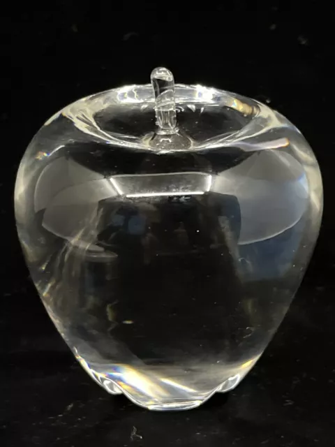 Vintage Signed Steuben Signed Crystal Temptation Apple Paperweight Sculpture 4”