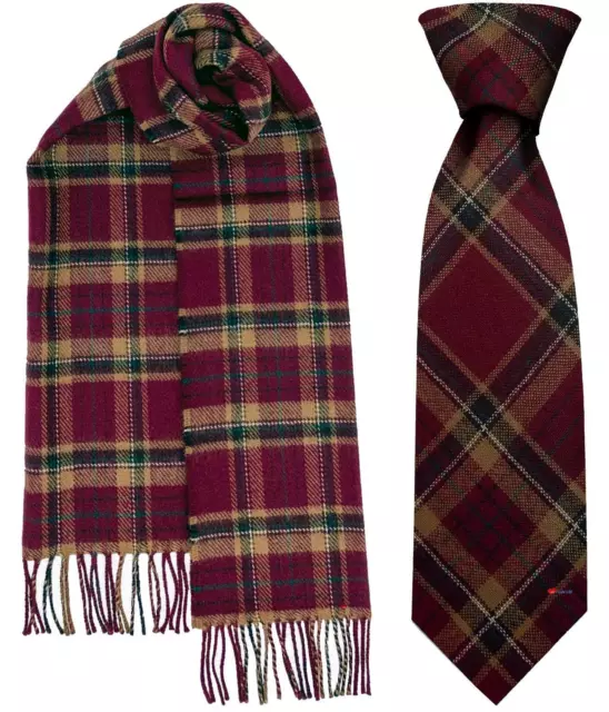 Mens Scarf & Tie Gift Set Irish County Tyrone Tartan Plaid