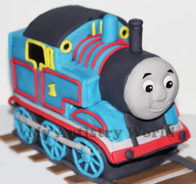 Edible 3D fondant/gum paste Thomas the Train cake topper.