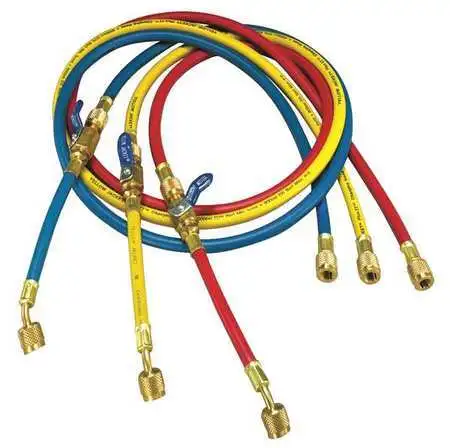 Yellow Jacket 25985 Manifold Hose Set,60 In,Red,Yellow,Blue