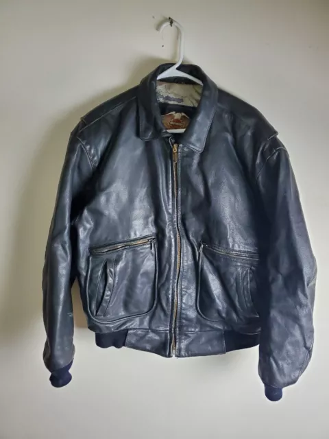 VTG Harley Davidson Leather Bomber Jacket Size XL Black