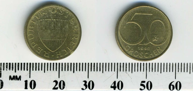 Austria 1992 - 50 Groschen Aluminum-Bronze Coin - Austrian Shield 2