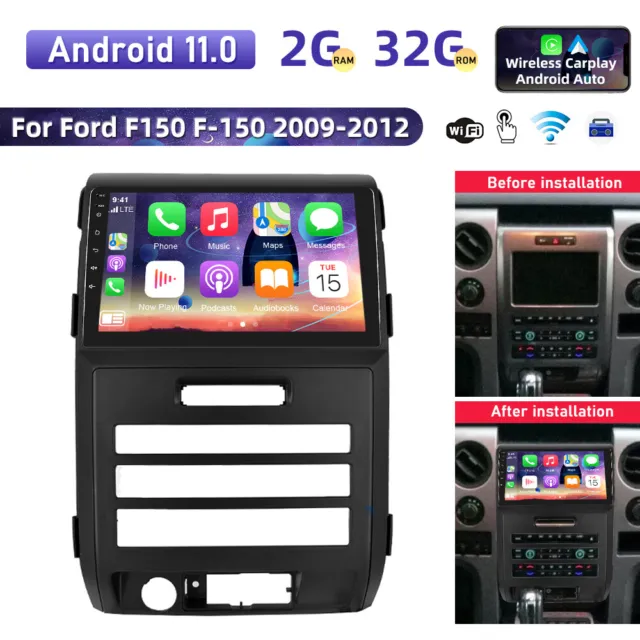 9" Apple Carplay Car Gps Radio Player Android 13.0 For Ford F150 F-150 2009-2012