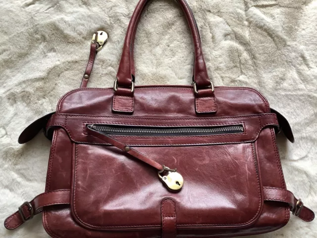 strenesse Handtasche, Echt Leder, Bordeaux Rot, Top Zustand