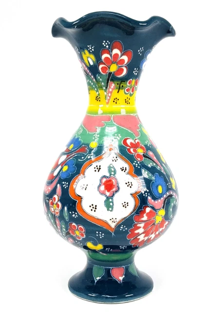 7" Turkish Floral Colorful Vase Handmade Traditional Hand Painted Ceramic