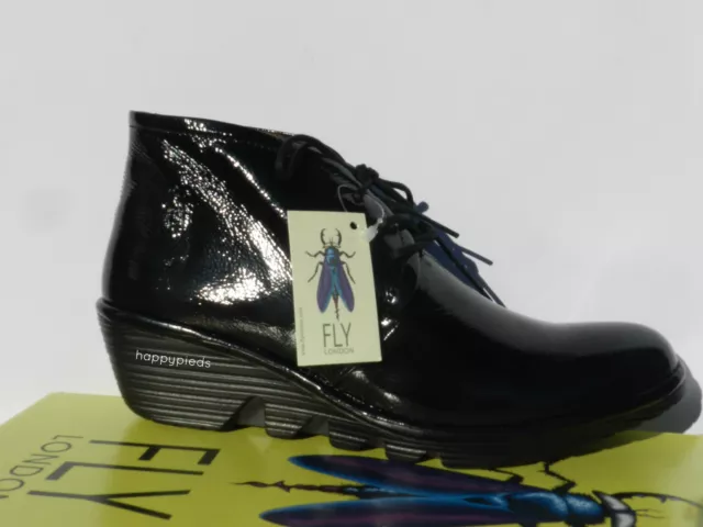 Fly London Pert Chaussures Femme 40 Bottillon Richelieu Derbies Vernis UK7 Neuf