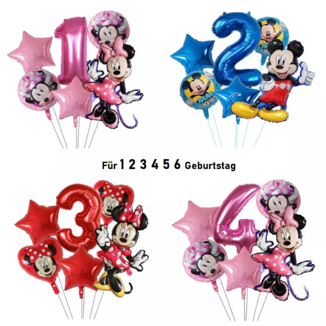 Minnie & Mickey Mouse Maus Folienballons Zum 1-6 Mädchen Jungen Geburtstag Party