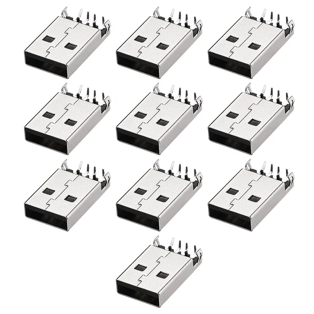 Conector USB PCB un conector macho tipo 2.0 90 grados inserción recta 10pcs