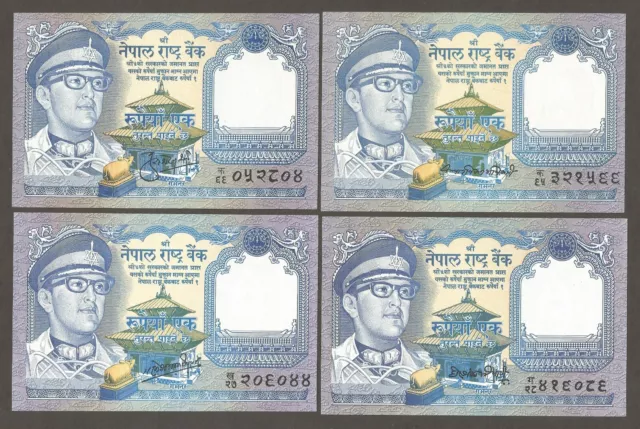Nepal 1 Rupee N.D. (1974-91); UNC-AU+; P-22; L-B215; King, Deer; 4 diff. sign