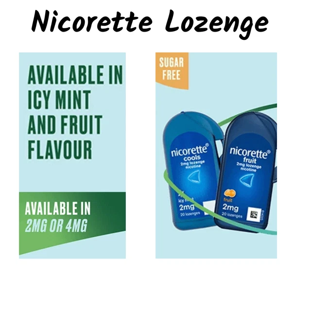 Nicorette Lutschtabletten erhältlich in eisigem Minz- & Fruchtgeschmack 2 mg & 4 mg brandneu