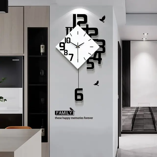 FLEBLE Modern Large Wall Clocks for Living Room Decor Big Silent Pendulum Wall C