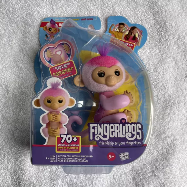 Fingerlings Interactive Baby Monkey Harmony Purple 70+ Sounds & Reactions 2023