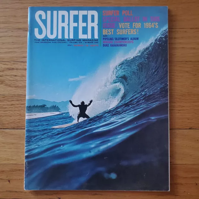 Surfer Magazine Vol 6 No 1 March 1965 Duke Kahanamoku Pipeline CDM San Diego