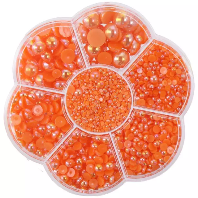 5600 PCS Orange AB Flatback Nail Pearls Flat Pearls for Crafts  Phone Decoration