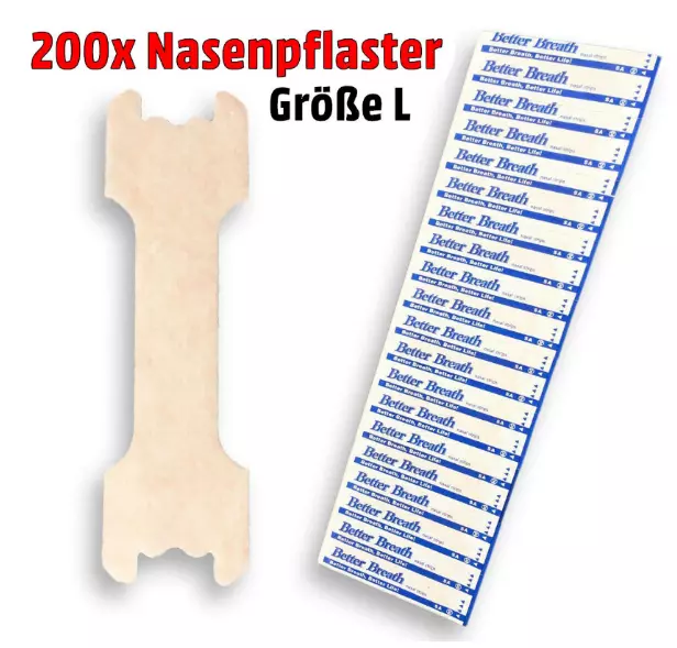 200Tlg. Nasenpflaster Better-Breath Größe-L Groß Large Besser Atmen Hautfarben！