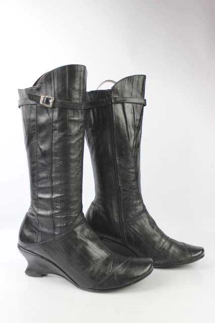 Bottes à Talons Compensés SAN MARINA Cuir Noir T 40 TRES BON ETAT
