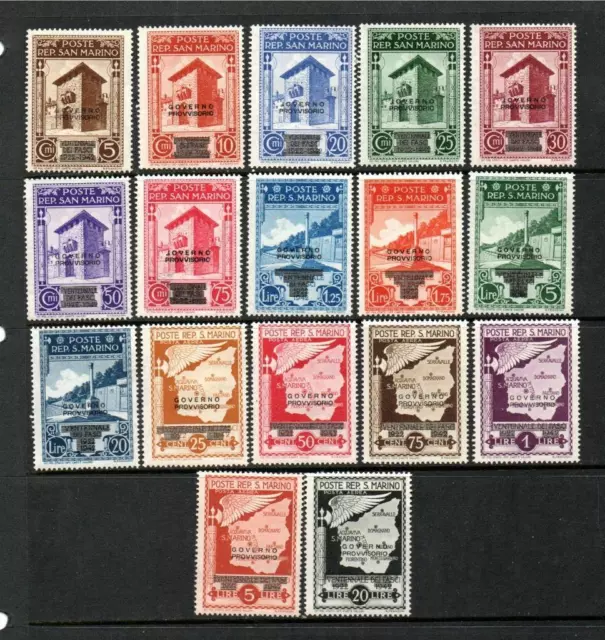 San Marino Mnh 1943 Sg288-304 Provisional Government Complete Set Of 17