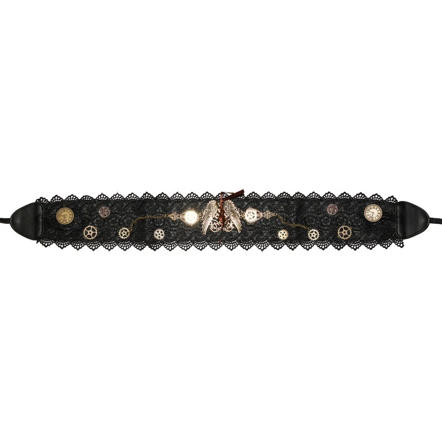 Cintura con Pizzo Zahnrädern Spitzengürtel Steampunk Cintura Nero-Oro