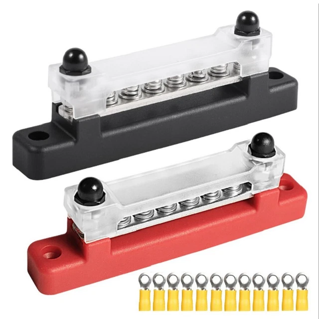 Útil Para Coche Terminal Colector Carriles Kit Bloque 6 Abrazaderas Acero Inoxidable
