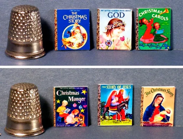 Dollhouse Miniature 1:12   6 Little Golden Books  Traditional Christmas Covers