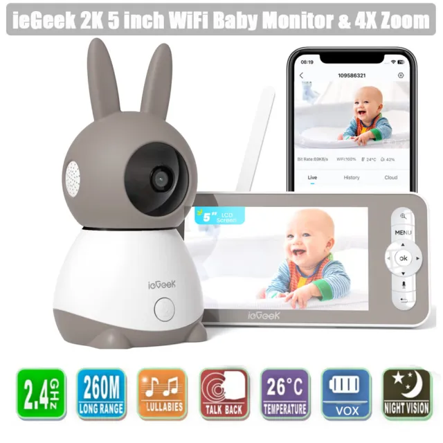 ieGeek Wifi Baby Monitor with Camera 5" Video Baby Monitor Camera Night Vision