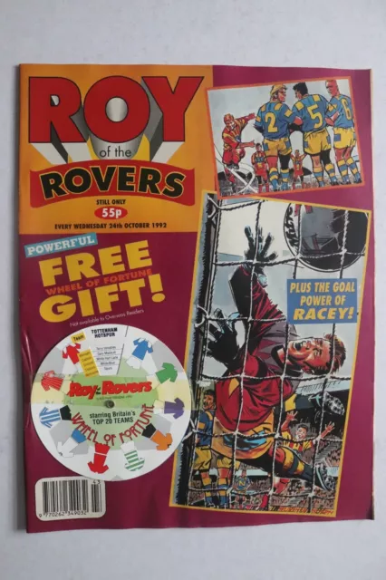 Roy of the Rovers Comic 24th October 1992 with free gift Wheel of Funtune