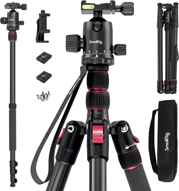 SmallRig 78" Camera Tripod, Foldable Tripod & Monopod Payload 33lb 18.5" to 78"