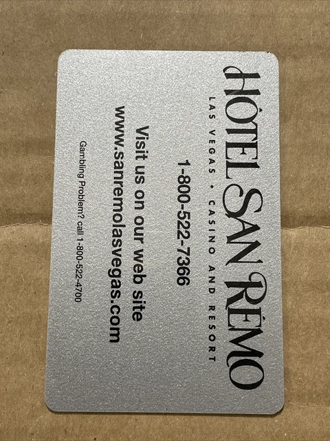 HOTEL SAN REMO Las Vegas Casino and Resort Silver Room Key Card