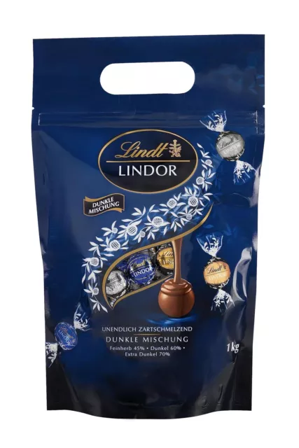 1kg Pralinen Lindt Lindor Schokokugeln Dunkle Mischung Feinherb NEU MHD 30/07/24