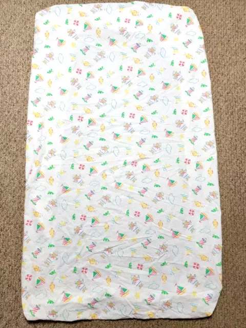 Vintage Carter MVM Crib Sheet Sailboat Fish Turtle Bear Lighthouse Flaw RN 14500