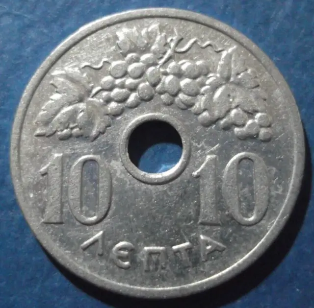 Greece, 10 lepta 1954, F-VF, WHEAT - CROWN, KM # 78, Prague Mint, Greek Coin !!!
