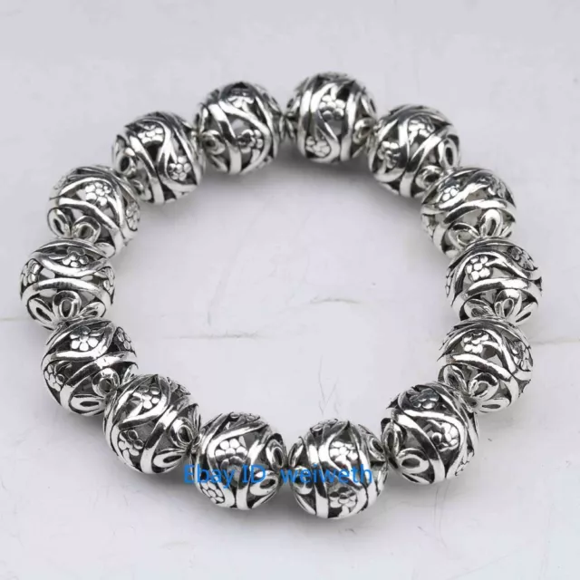 Collectable Tibet Silver Hand Carved Hollow small ball Bracelet