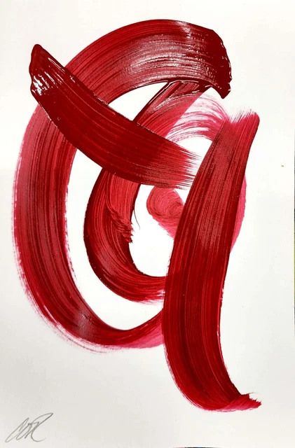 Corbellic Expressionism Art 9X6 Strike Red Abstract Original Modern Wall Paper