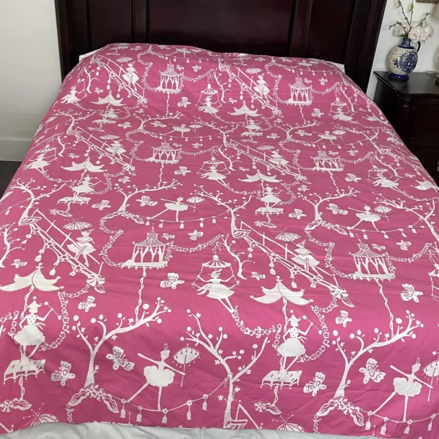 Pottery Barn Kids Pink Chinoiserie Full/Queen Cotton Duvet Cover Reversible