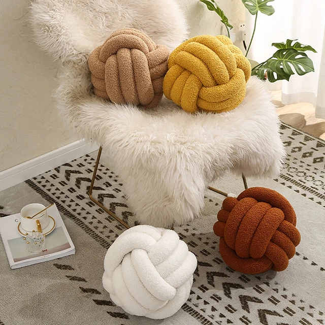 Cuscino Moda Tessuto Così Cristallo Velluto Annodato Palla Cuscino Agnello Nodo B *t~
