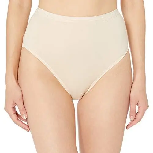 Women's Full Fit Cotton Stretch Hi-Cut Panty, Soft Taupe, Size 9.0 c9V9