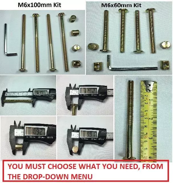 1-10 Sätze(M6 X 60MM & M6 X 100mm) Schrauben Muttern & Allen Key Für Bett Cot