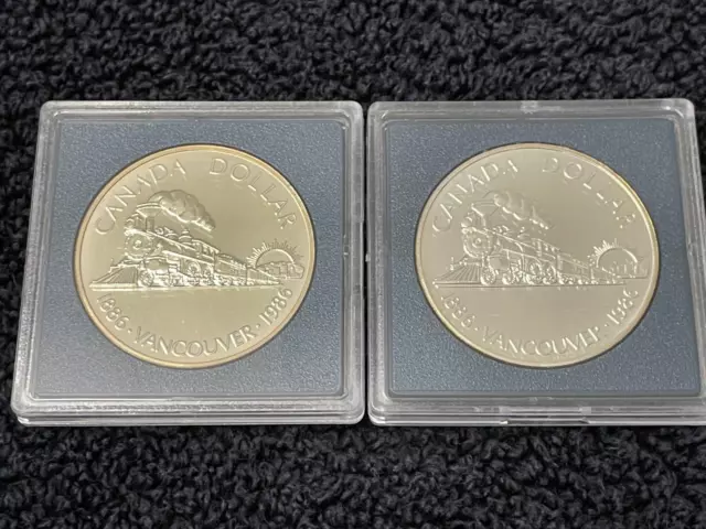 Lot of 2 Canada Silver BU Dollars 1986 & 1987